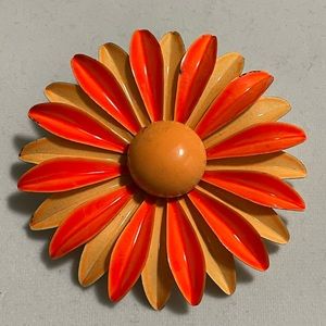 Vintage orange pin and earring set